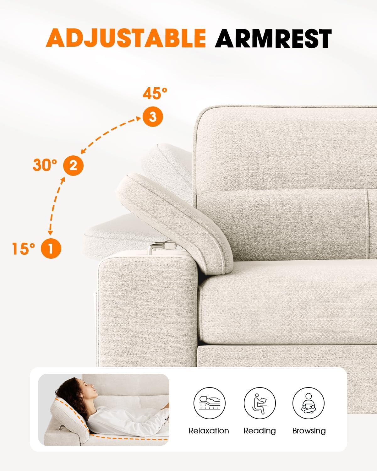 Beige Loveseat With Removable Cover For Living Room-2