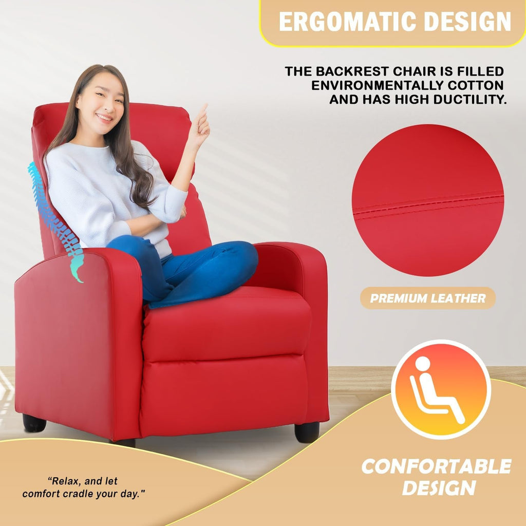 Red Recliner Chair With Lumbar Support For Living Room-3
