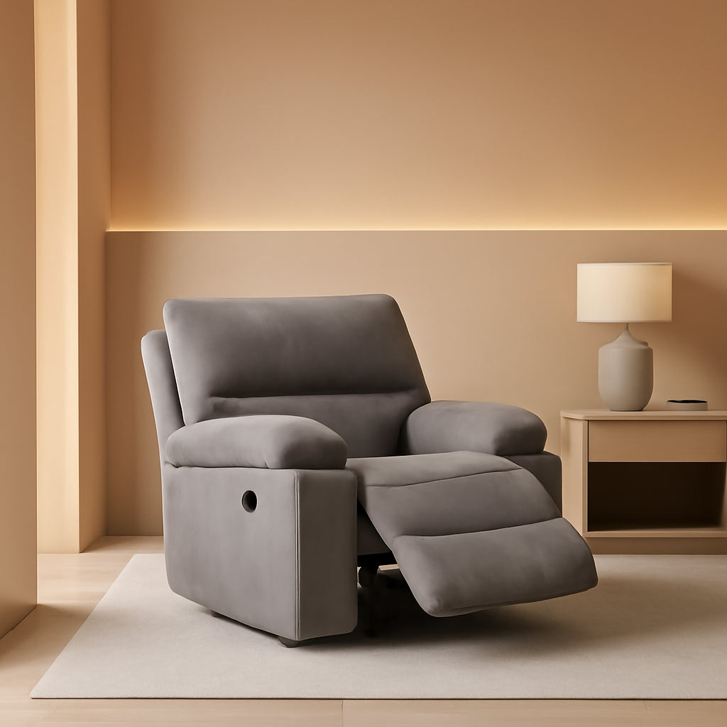 Microfiber Reclining Sofa Set Grey Living Room 8007-0