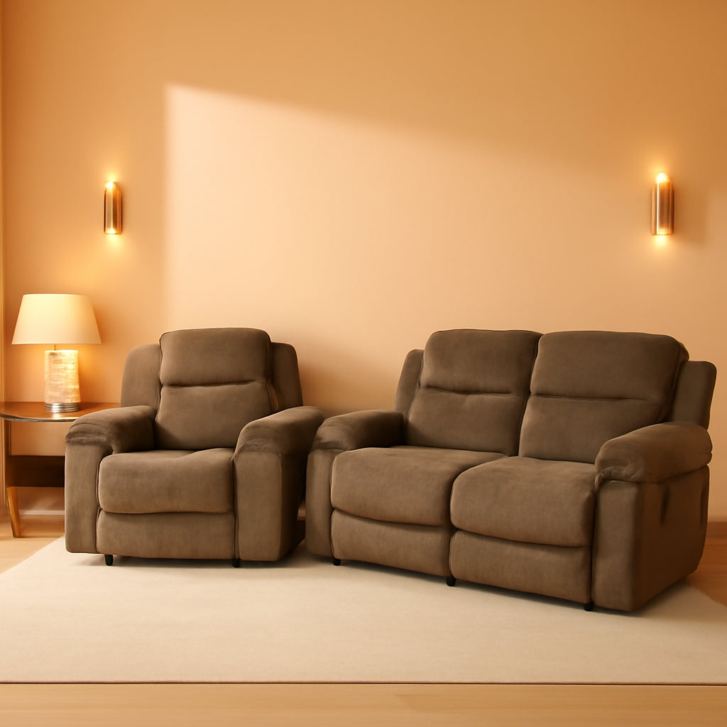 Corduroy Living Room Set Reclining Sofa Loveseat Taupe-0