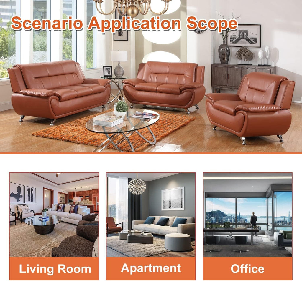 Orange Leather Sofa For Living Room With Minimalist Design-3