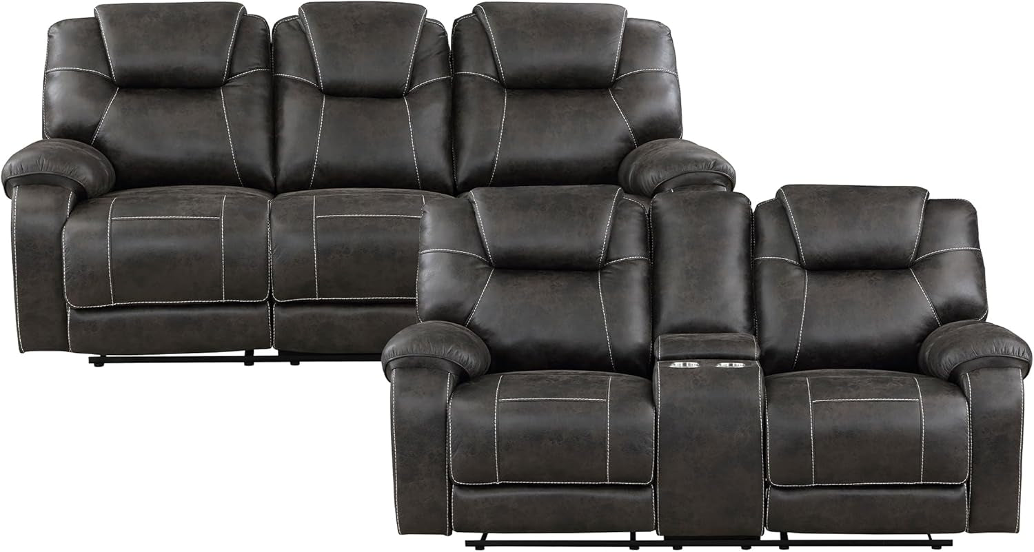Recife 2-Piece Reclining Living Room Sofa Set Chocolate-2