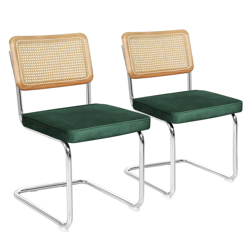 Levede 2xRattan Chair Dining Chairs Green-0