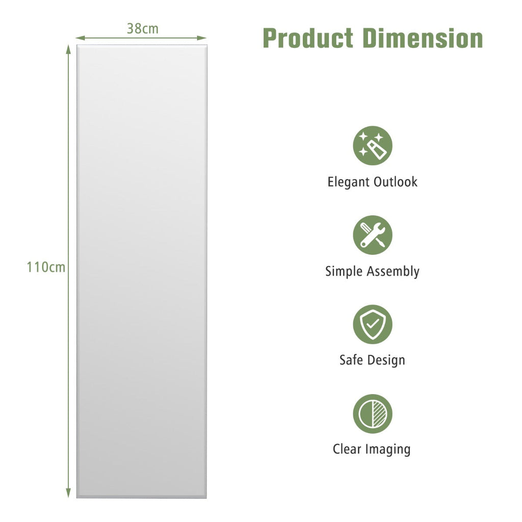 NNECW Full Length Rectangle Frameless Mirror with Beveled Edge for Living Room-3