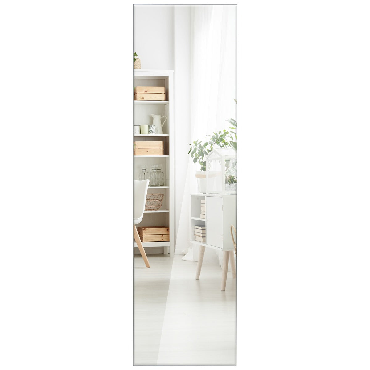 NNECW Full Length Rectangle Frameless Mirror with Beveled Edge for Living Room-1