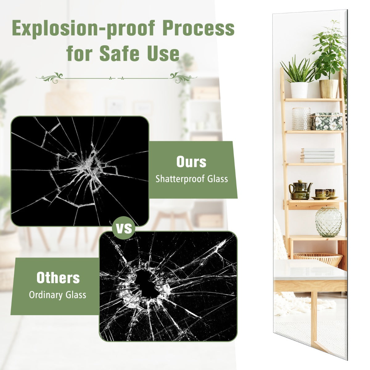 NNECW Full Length Rectangle Frameless Mirror with Beveled Edge for Living Room-2