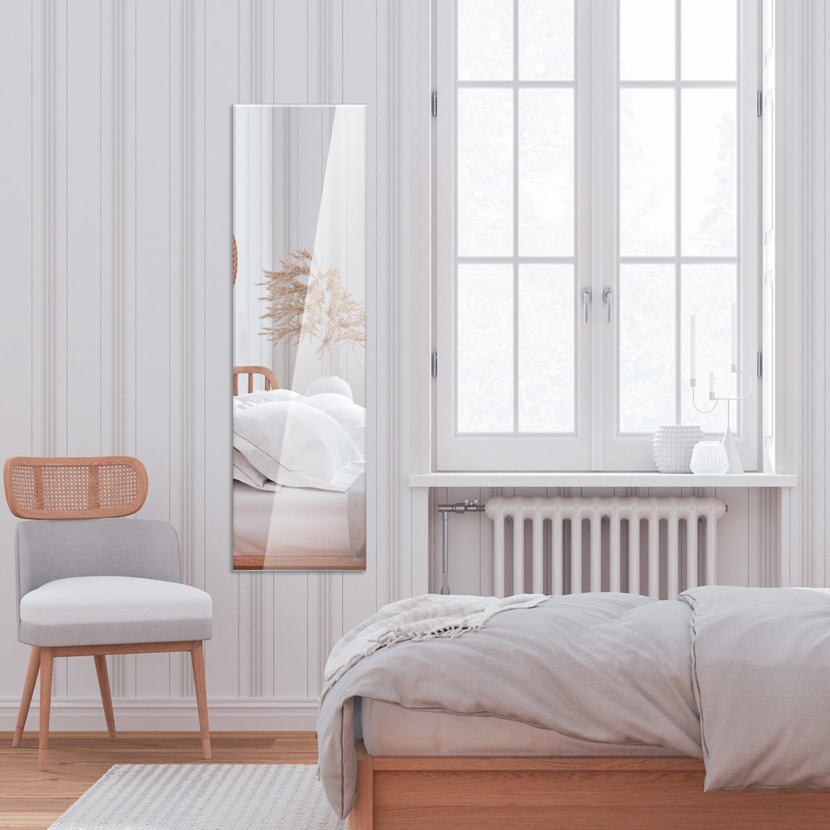 NNECW Full Length Rectangle Frameless Mirror with Beveled Edge for Living Room-4