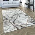 Marble Patten Area Rug in Gold Cream for Living Room with Contour Cut-0