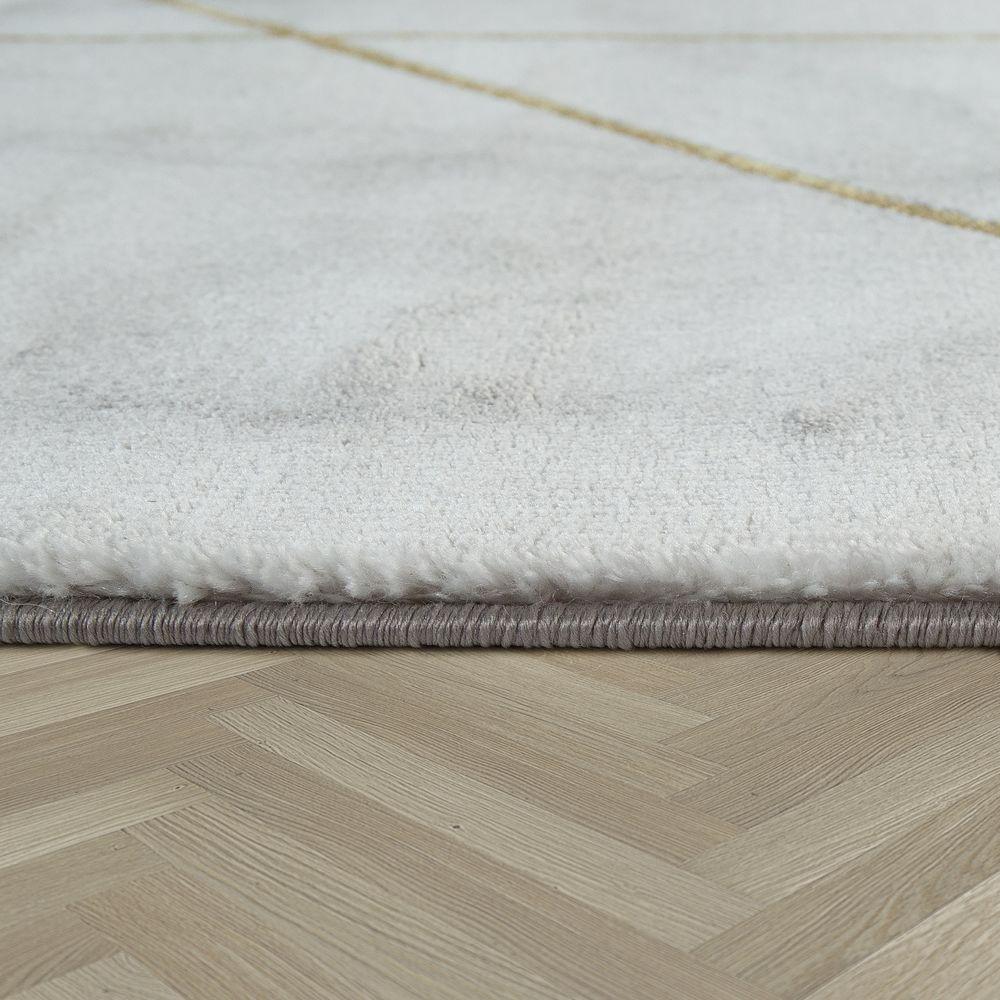 Marble Patten Area Rug in Gold Cream for Living Room with Contour Cut-1