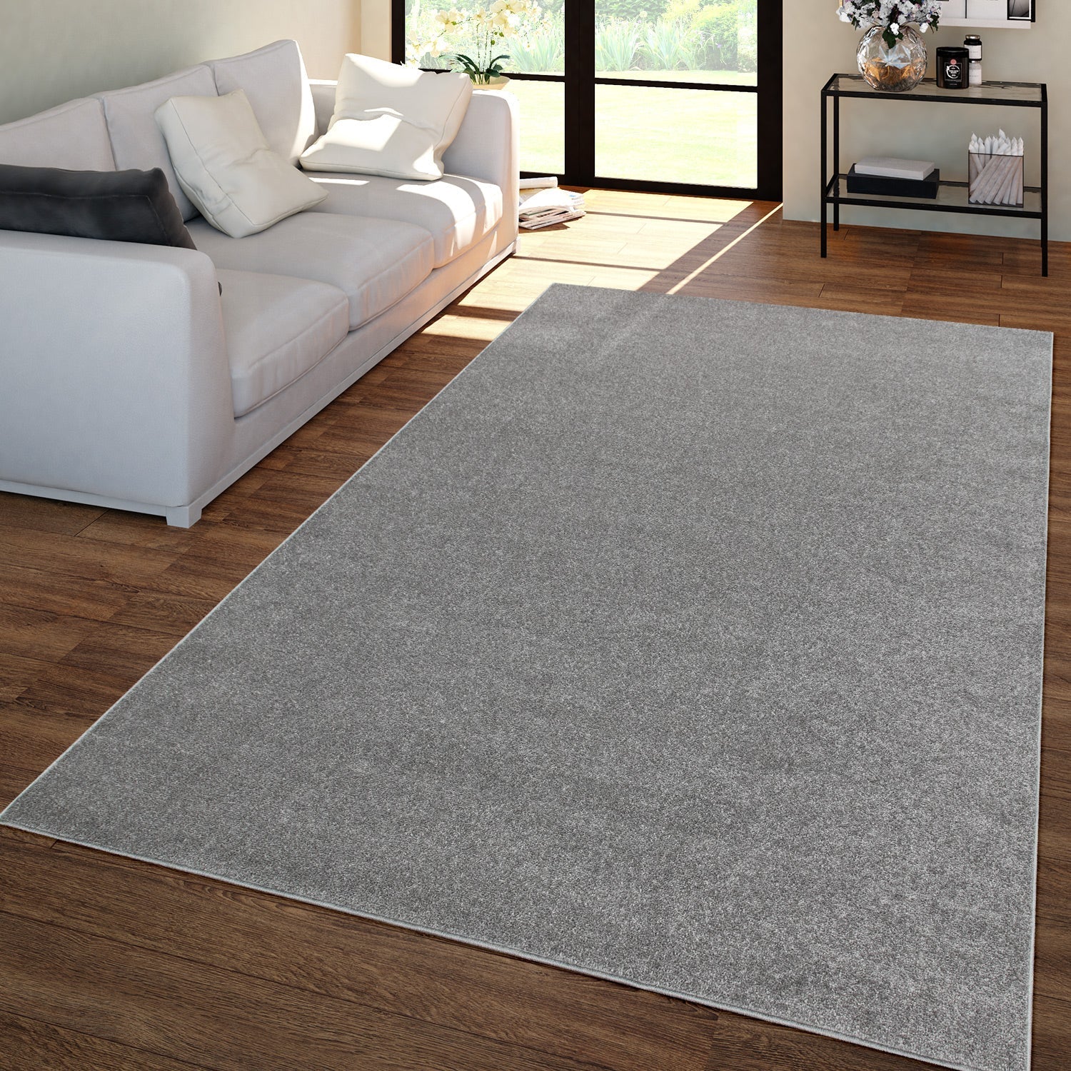 Solid Flatweave Rug Porto for Living Room - Anthracite-0