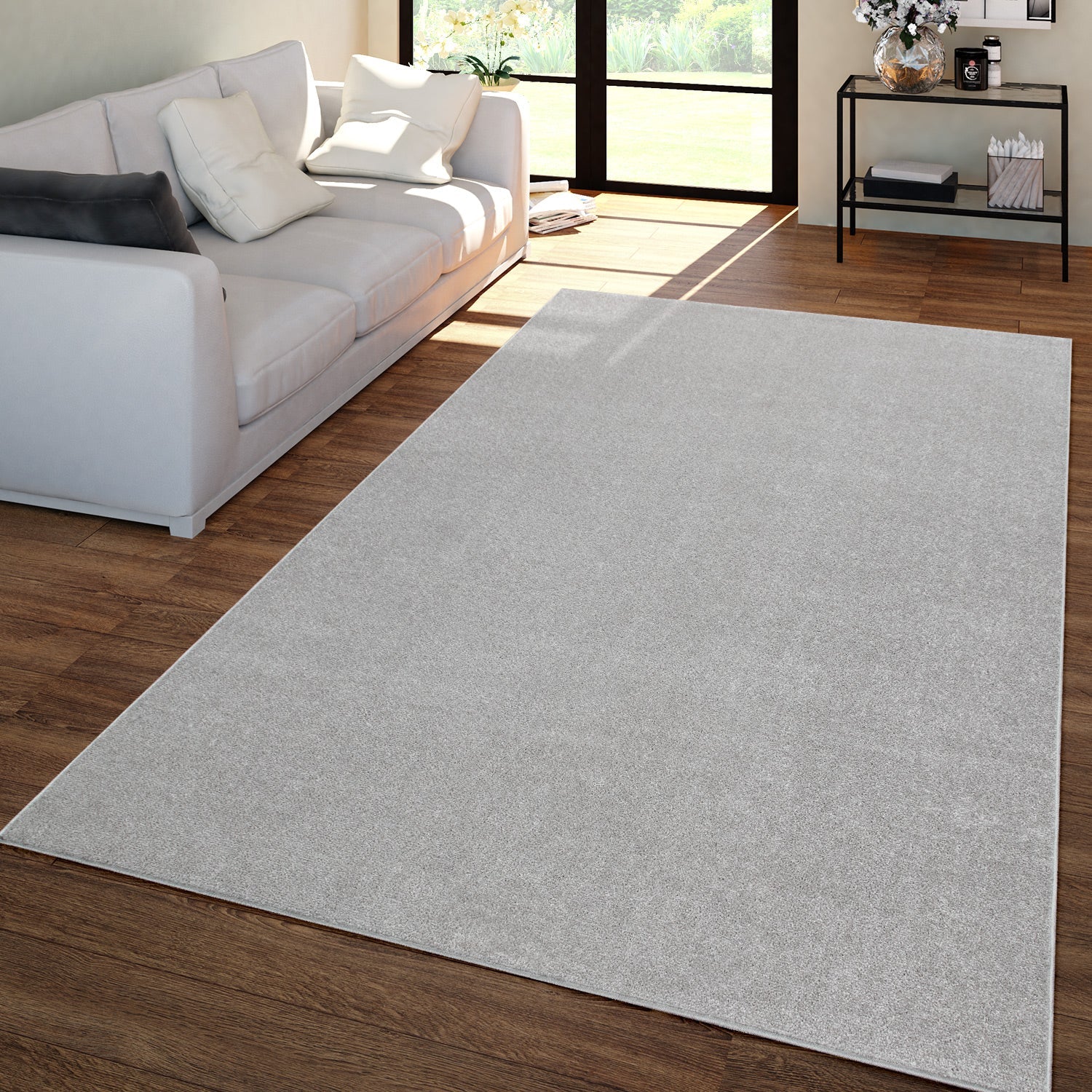 Solid Flatweave Rug Porto for Living Room - Silver-0