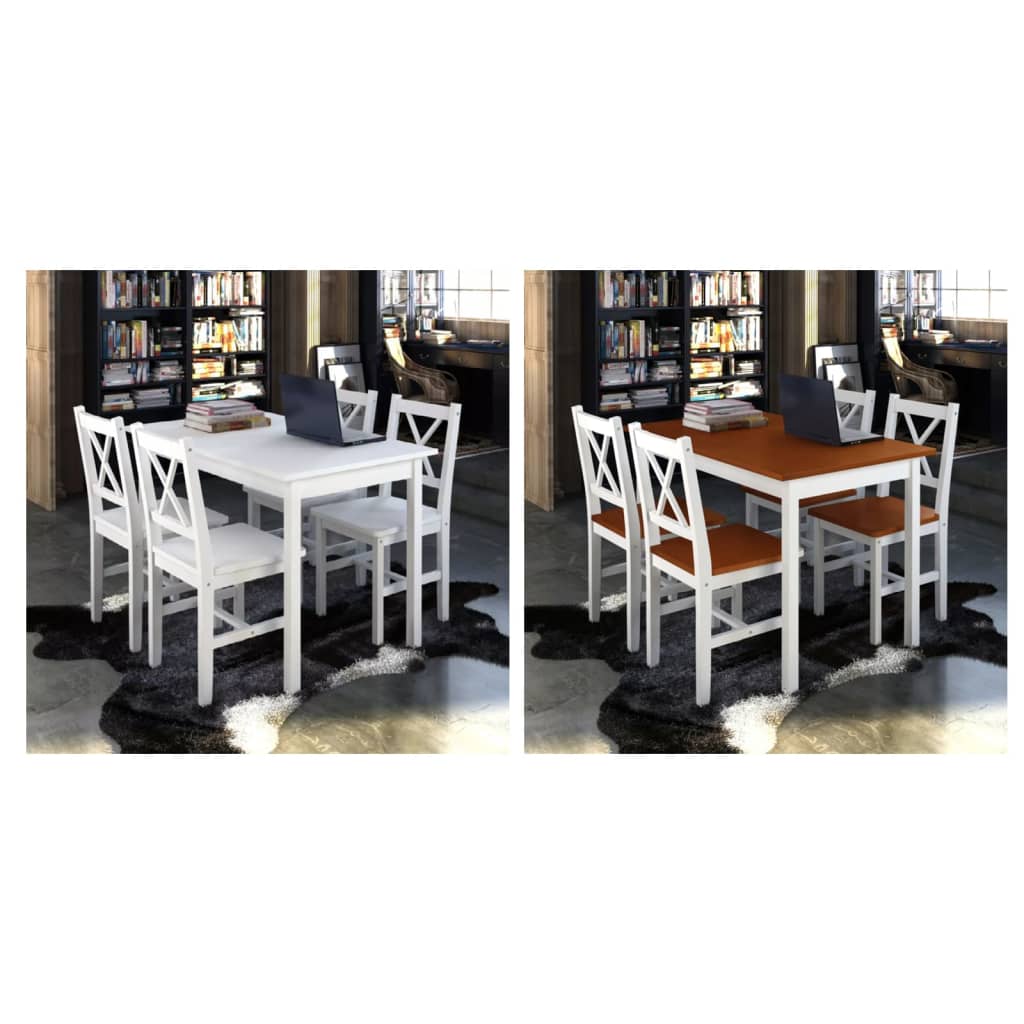vidaXL Dining Table and Chair Kitchen Dining Set Dinner Table Chair 5 Piece-2