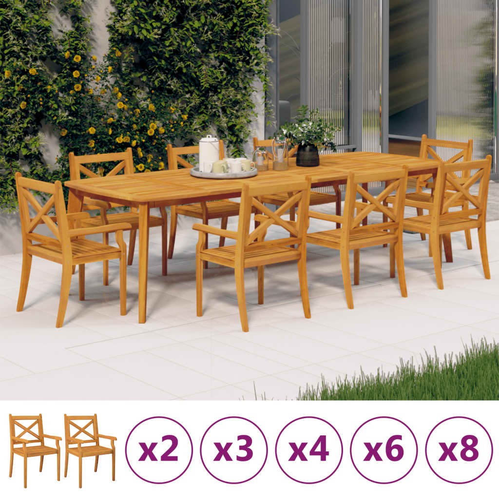 vidaXL Outdoor Dining Chairs Patio Dining Chair with Armrest Solid Wood Acacia-4