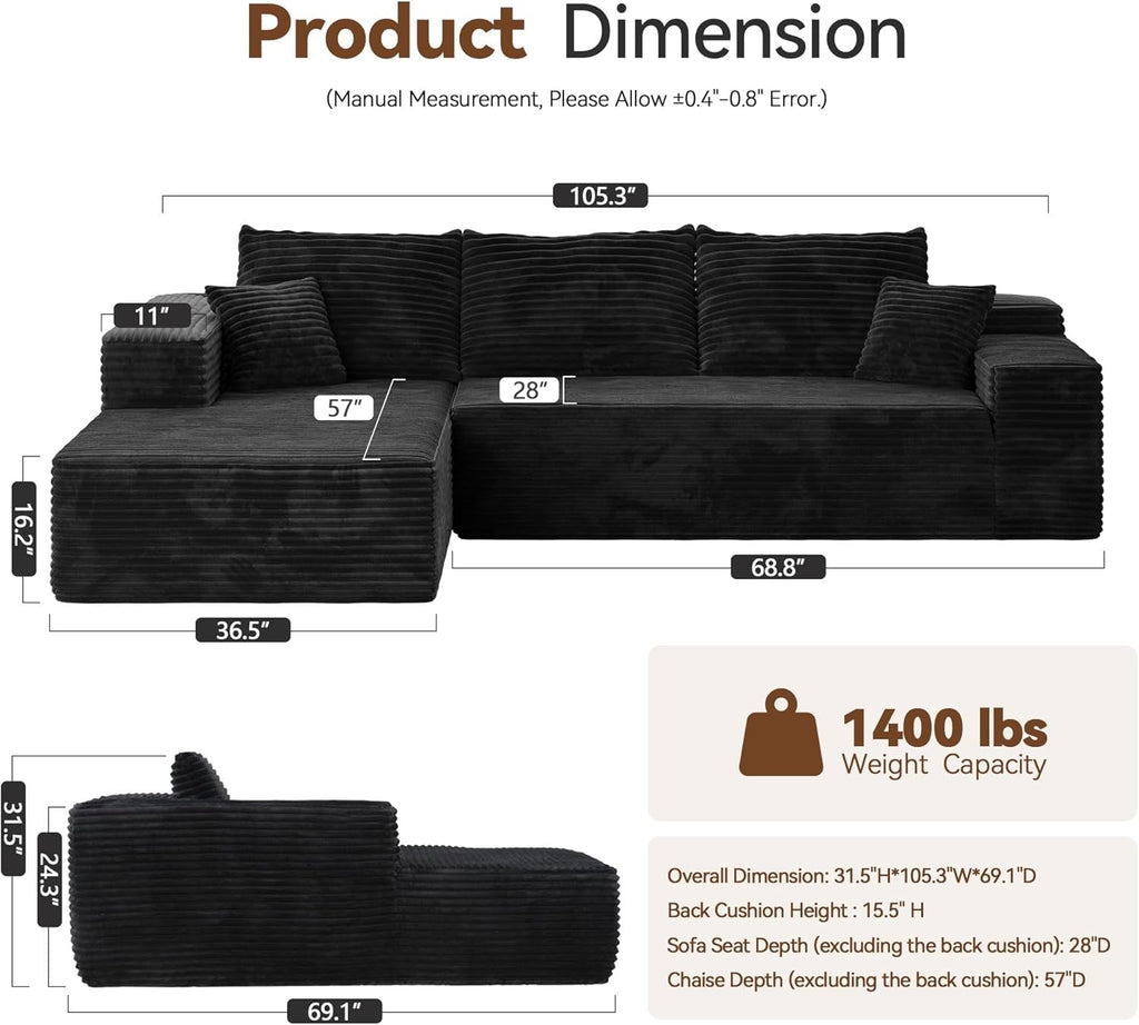 Versatile L Shaped Modular Couch for Living Room-1